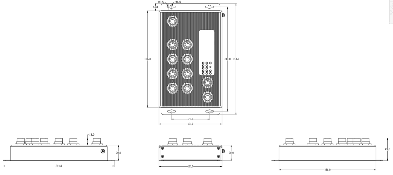 Габариты MES-1310-M12-V9-36